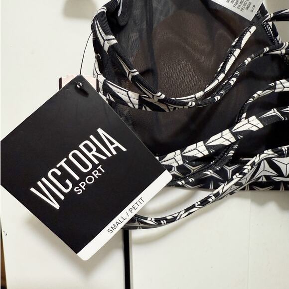 Victoria Sport Women’s Small Black White Geometric Print Racerback Sports Bra - Picture 5 of 7